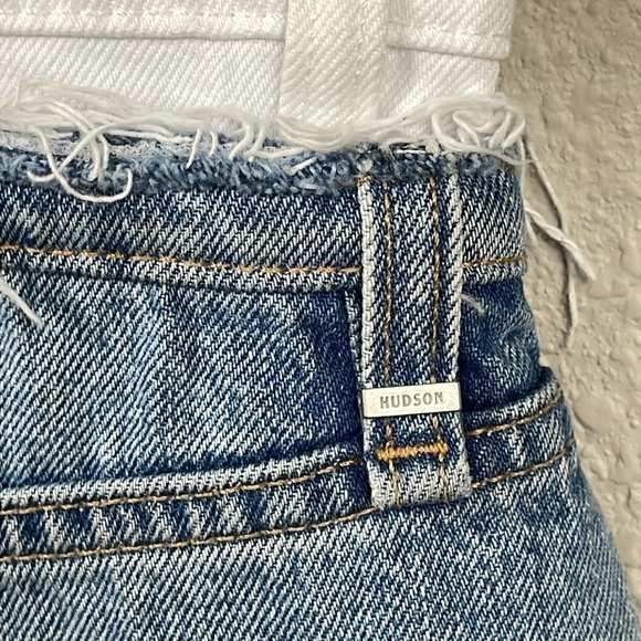 Hudson Jeans Lulu Skirt Denim Jean Mini 2 Tone Summer Beach Blue White Sz 24 - Picture 7 of 13